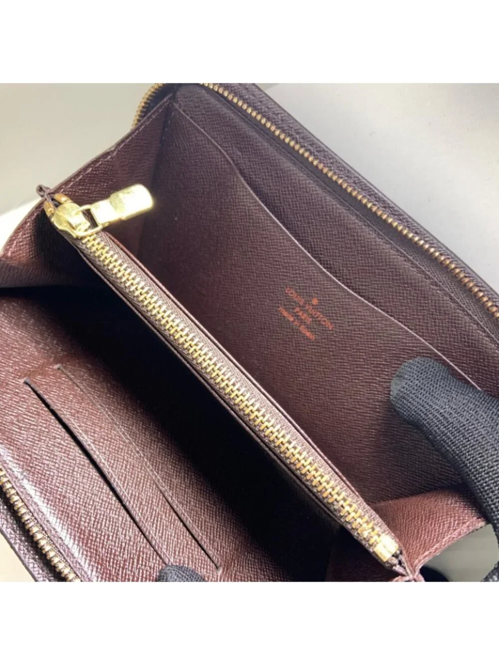Louis Vuitton Damier Porte Monnaie Zip Around Wallet Brown Coin Purse